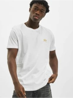 Alpha Industries Herren T-Shirt Basic Small Logo Foil Print In Weiß