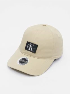 Calvin Klein Snapback Cap Badge In Beige