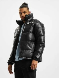 Karl Kani Herren Puffer Jacket Retro Fake Leather In Schwarz