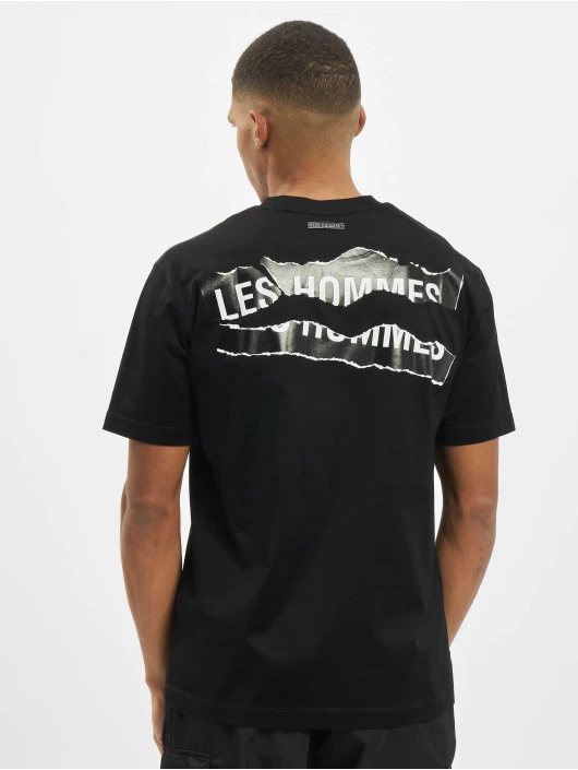 Les Hommes Herren T-Shirt Broken In Schwarz 4 Les Hommes Herren T-Shirt Broken In Schwarz – Bild 2