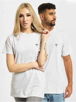 On Vacation T-Shirt Retro Palms In Grau