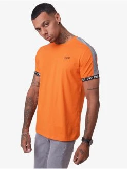 PROJECT X PARIS Herren T-Shirt Reflective Track Shoulder In Orange