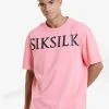 Sik Silk Herren T-Shirt Drop Shoulder Relaxed Fit In Pink