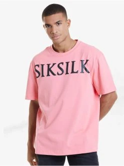 Sik Silk Herren T-Shirt Drop Shoulder Relaxed Fit In Pink