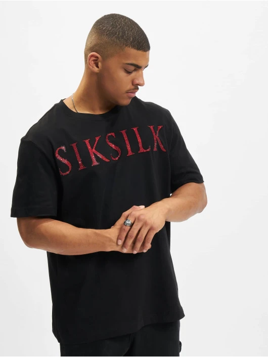 Sik Silk Herren T-Shirt Rhinestone Straight Hem In Schwarz 3 Sik Silk Herren T-Shirt Rhinestone Straight Hem In Schwarz