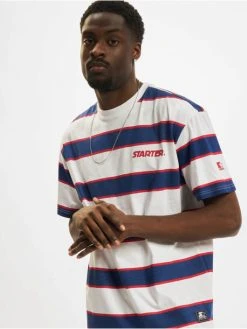 Starter Herren T-Shirt Logo Striped In Weiß