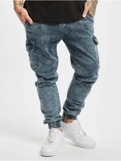 URBAN CLASSICS Herren Cargohose Denim Cargo In Blau