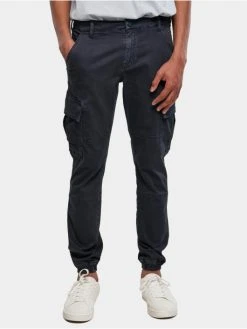 URBAN CLASSICS Herren Cargohose Washed Cargo Twill In Blau