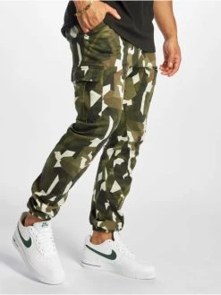 URBAN CLASSICS Herren Cargohose Geometric Stretch Twill In Camouflage