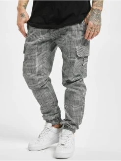 URBAN CLASSICS Herren Cargohose AOP Glencheck In Weiß