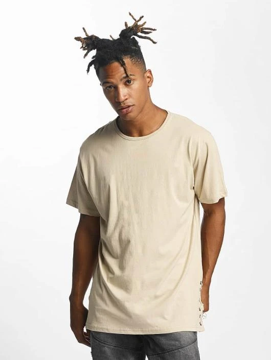 URBAN CLASSICS Herren T-Shirt Lace Up Long In Beige 3 URBAN CLASSICS Herren T-Shirt Lace Up Long In Beige