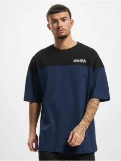 URBAN CLASSICS Herren T-Shirt Oversized Color Block Logo In Blau