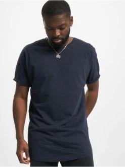 URBAN CLASSICS Herren T-Shirt Long Shaped Turnup In Blau