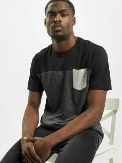 URBAN CLASSICS Herren T-Shirt 3-Tone Pocket In Grau