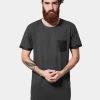 URBAN CLASSICS Herren T-Shirt Long Shaped Leather Imitation In Grau