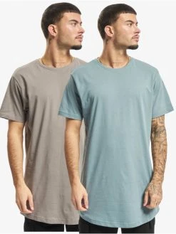 URBAN CLASSICS Herren T-Shirt Pre-Pack Shaped 2-Pack In Grau