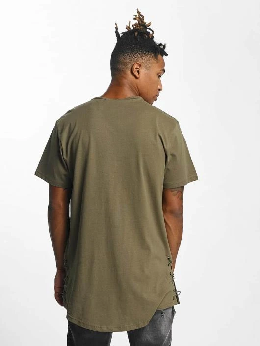 URBAN CLASSICS Herren T-Shirt Lace Up Long In Olive 4 URBAN CLASSICS Herren T-Shirt Lace Up Long In Olive – Bild 2