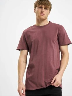 URBAN CLASSICS Herren T-Shirt Open Edge Pigment Dyed Basic In Rot