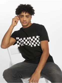 URBAN CLASSICS Herren T-Shirt Check Panel In Schwarz