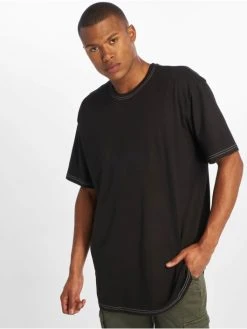 URBAN CLASSICS Herren T-Shirt Heavy Oversized Contrast Stitch In Schwarz