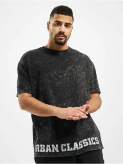URBAN CLASSICS Herren T-Shirt Acid Washed Logo In Schwarz