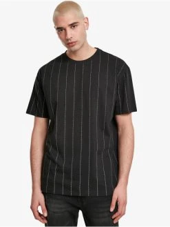 URBAN CLASSICS Herren T-Shirt Oversized Pinstripe In Schwarz