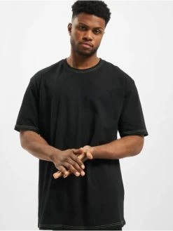 URBAN CLASSICS Herren T-Shirt Heavy Oversized Contrast Stitch In Schwarz