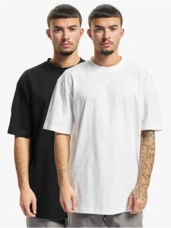 URBAN CLASSICS Herren T-Shirt Organic Tall 2-Pack In Schwarz
