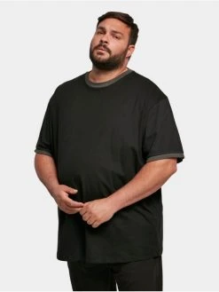 URBAN CLASSICS Herren T-Shirt Oversized Ringer In Schwarz
