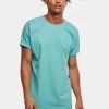 URBAN CLASSICS Herren T-Shirt Long Shaped Turnup In Türkis -Only & Sons Shop urban classics t shirt tuerkis 895657
