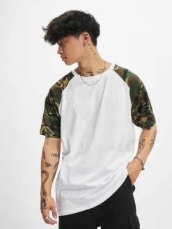 URBAN CLASSICS Herren T-Shirt Raglan Contrast In Weiß