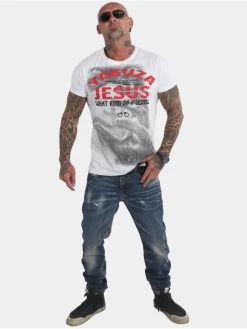 YAKUZA Herren T-Shirt Jesus In Weiß -Only & Sons Shop yakuza t shirt weiss 873782 1